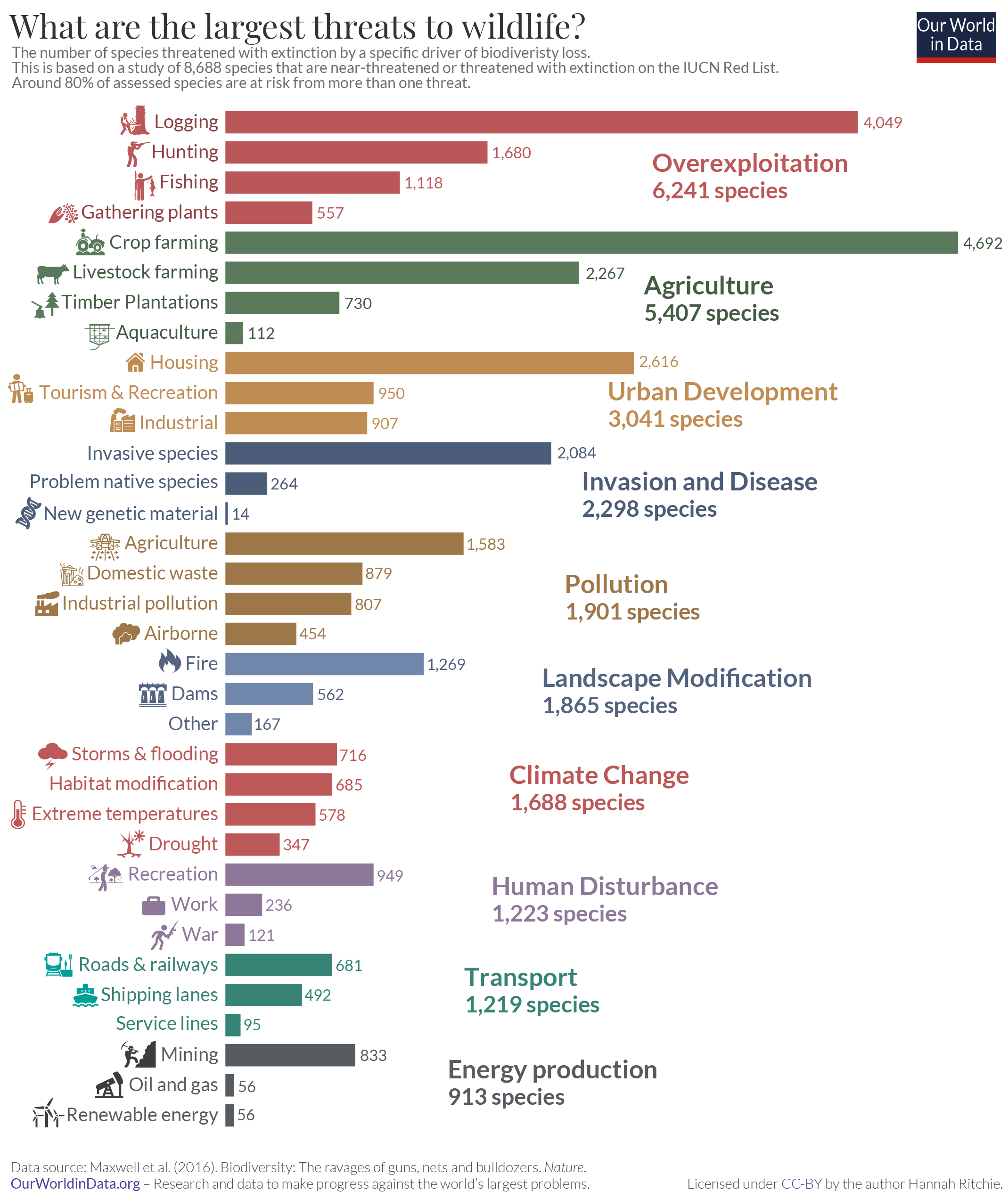 People are a greater threat to wildlife than climate •