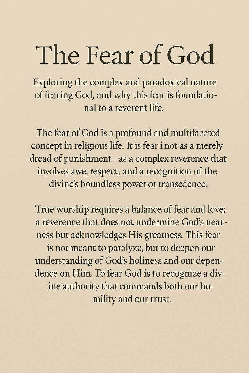 “The Fear of God”: A Paradox at the Edge of Love and Terror