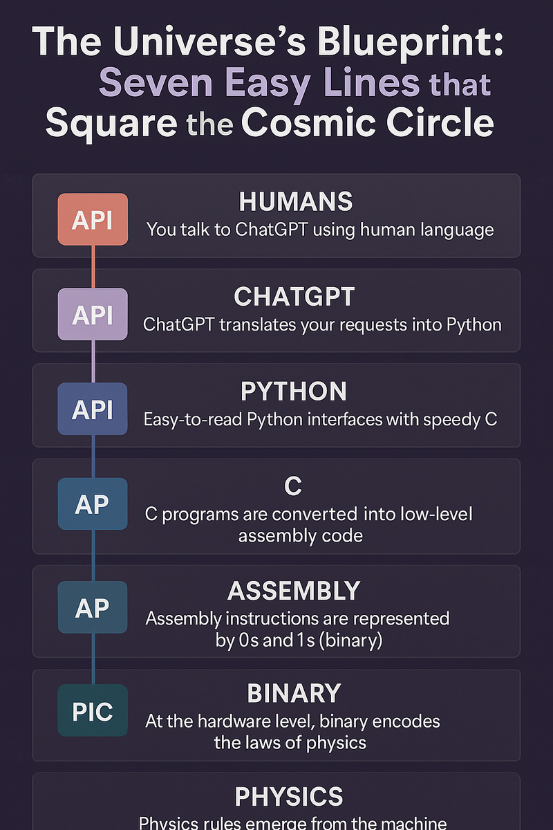 The Universe’s Blueprint: Seven Easy Lines that Square the Cosmic Circle